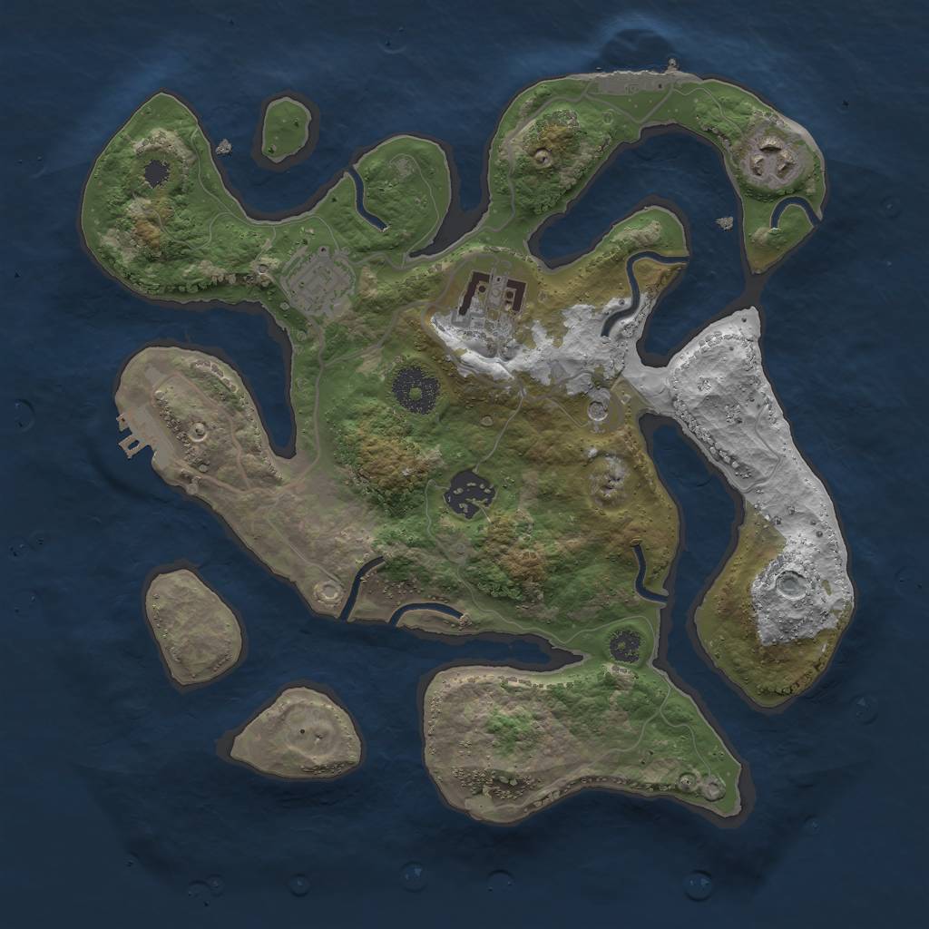 Rust Map: Procedural Map, Size: 3000, Seed: 2421853, 9 Monuments