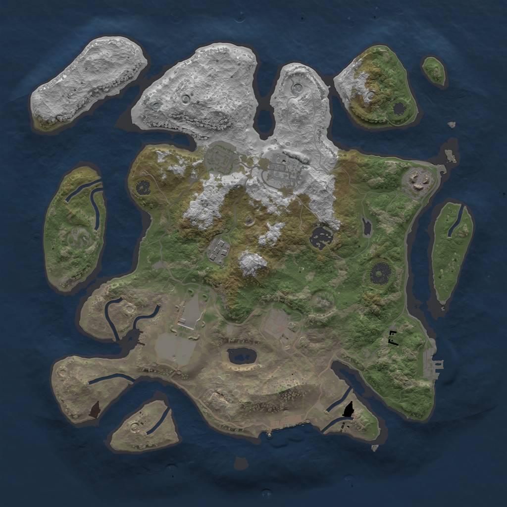Rust Map: Procedural Map, Size: 3500, Seed: 7511340, 12 Monuments