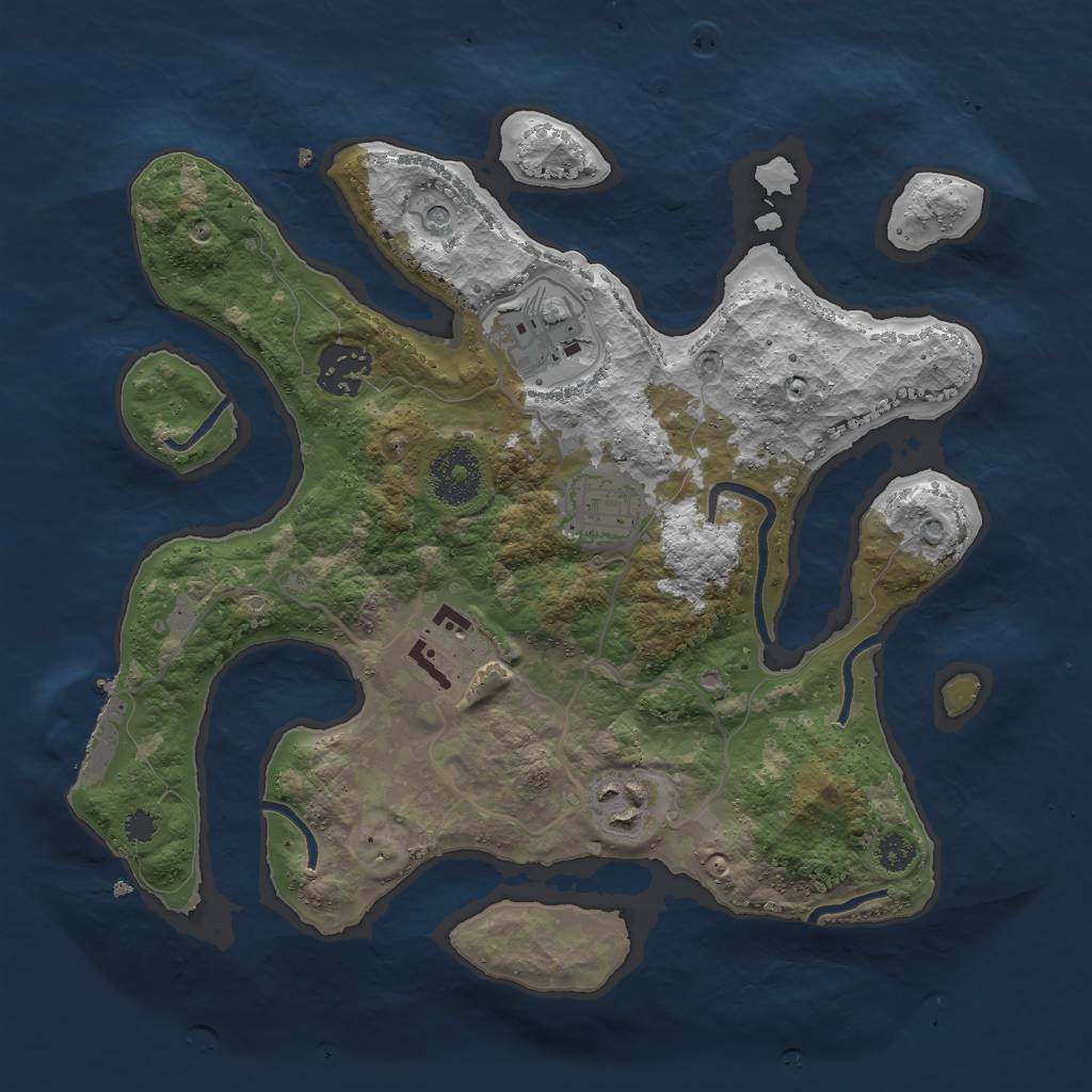 Rust Map: Procedural Map, Size: 3000, Seed: 7082021, 9 Monuments