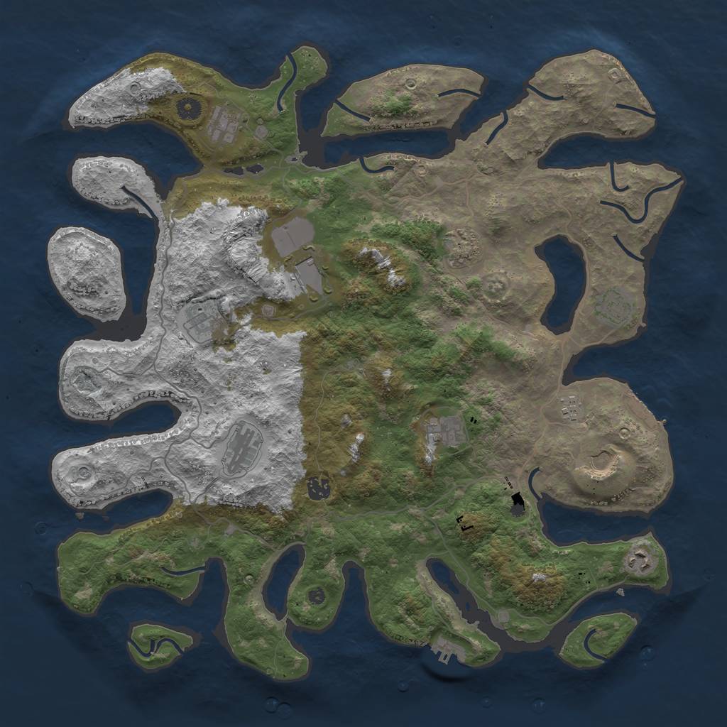 Rust Map: Procedural Map, Size: 4500, Seed: 52607, 16 Monuments