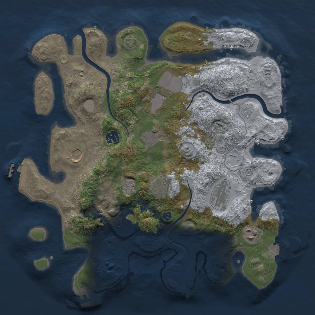 Rust Map: Procedural Map, Size: 3500, Seed: 3829475, 15 Monuments