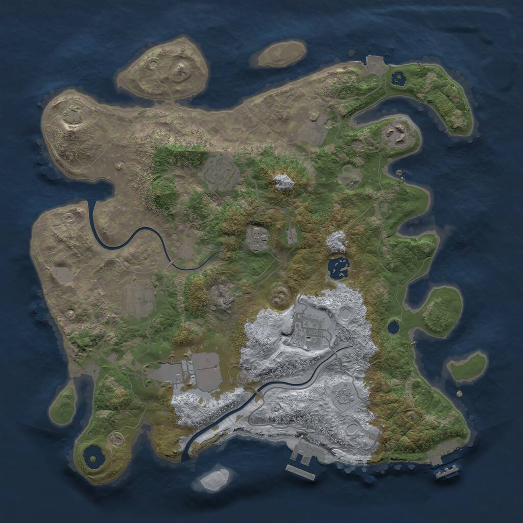 Rust Map: Procedural Map, Size: 3500, Seed: 938999, 13 Monuments