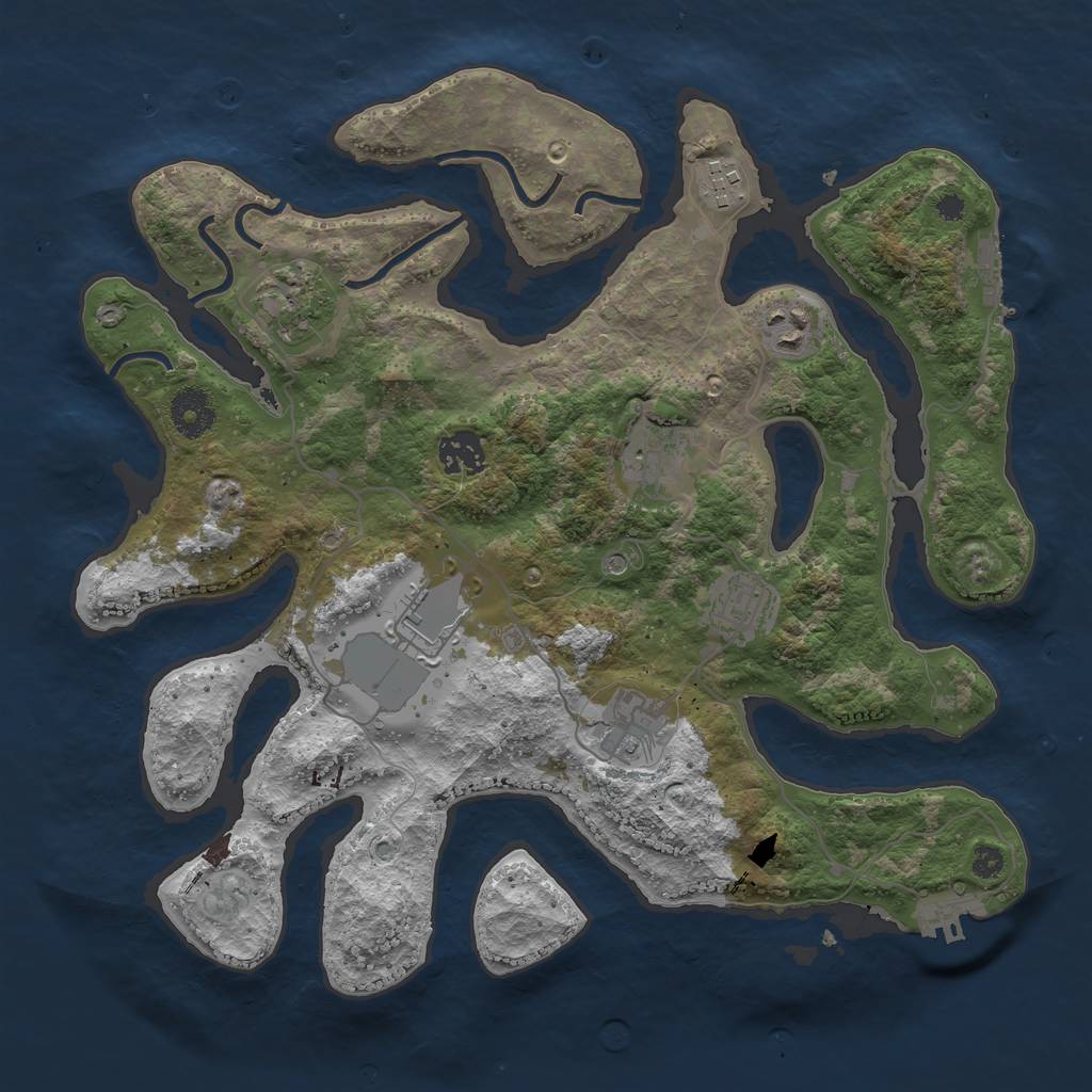 Rust Map: Procedural Map, Size: 3500, Seed: 614396, 13 Monuments