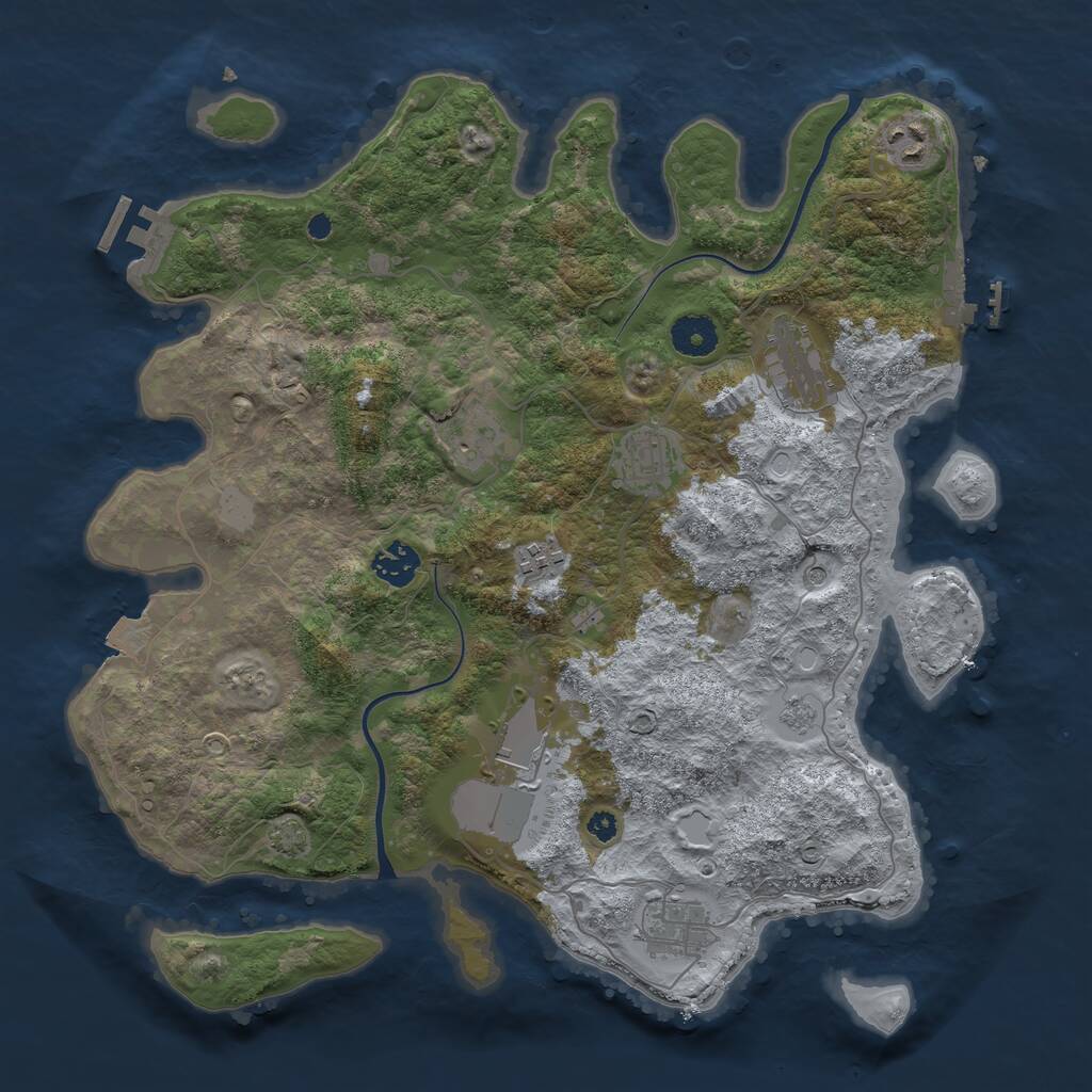 Rust Map: Procedural Map, Size: 3700, Seed: 9845219, 14 Monuments