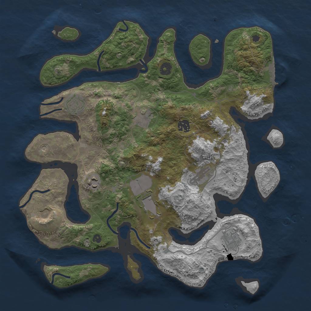 Rust Map: Procedural Map, Size: 3700, Seed: 9845219, 12 Monuments