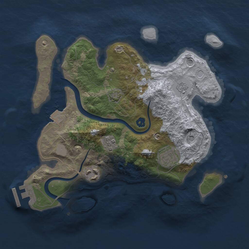 Rust Map: Procedural Map, Size: 2600, Seed: 5375, 8 Monuments