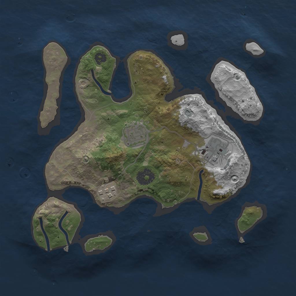 Rust Map: Procedural Map, Size: 2600, Seed: 5375, 5 Monuments