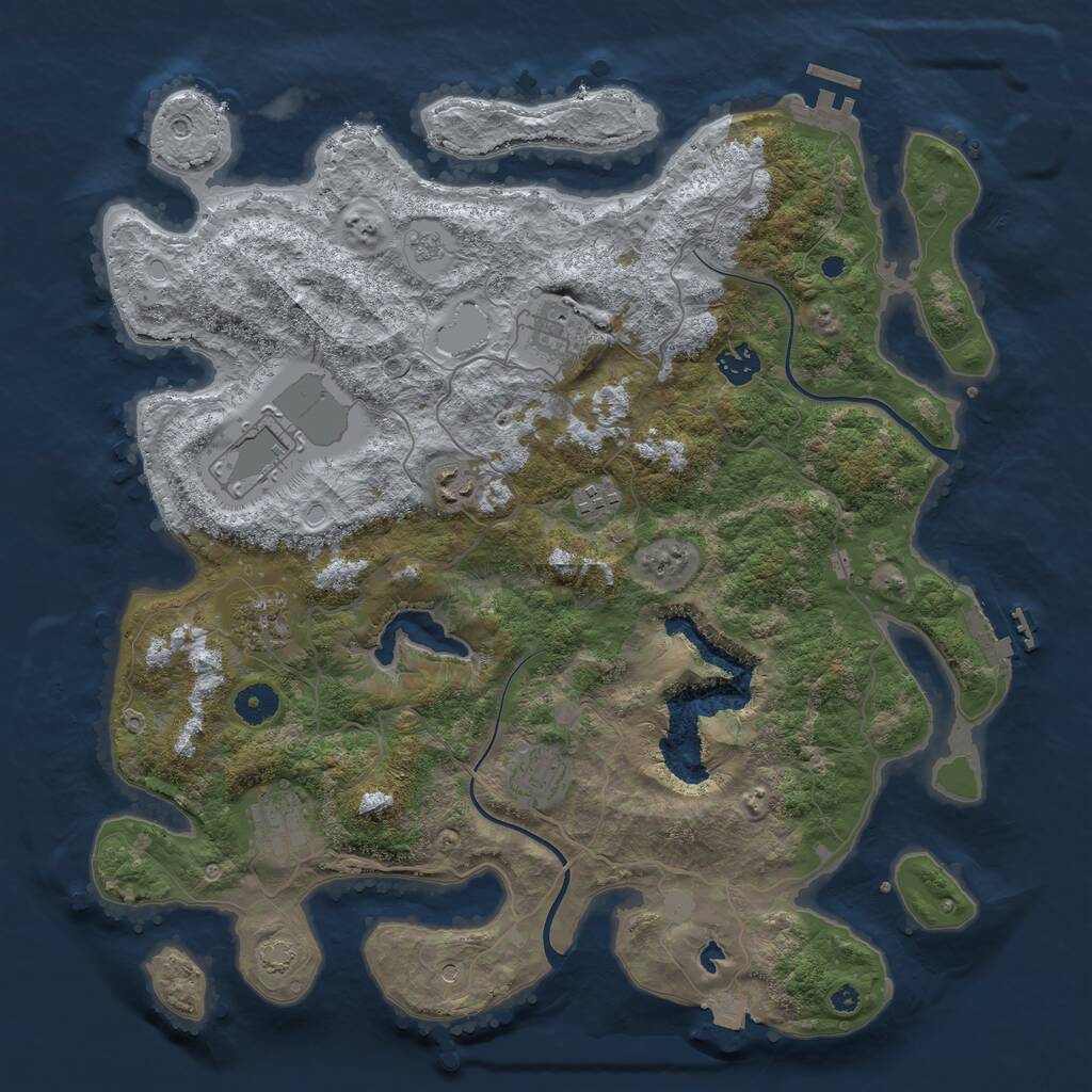 Rust Map: Procedural Map, Size: 4000, Seed: 32569844, 14 Monuments
