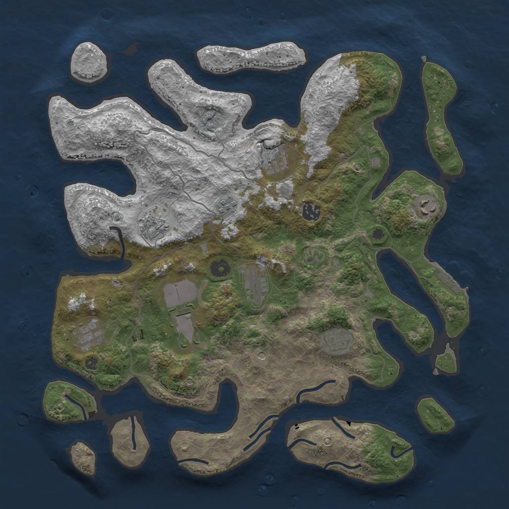 Rust Map: Procedural Map, Size: 4000, Seed: 32569844, 13 Monuments