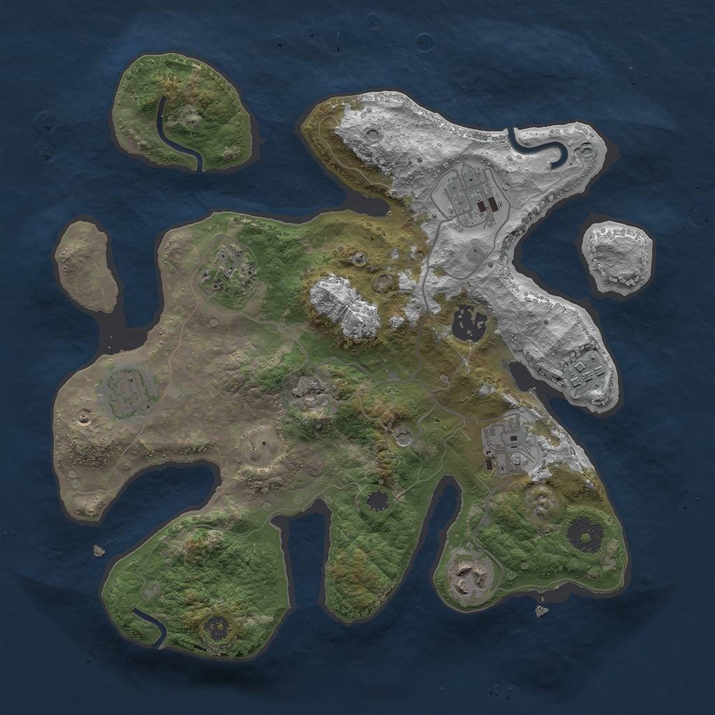 Rust Map: Procedural Map, Size: 3000, Seed: 1347303201, 10 Monuments