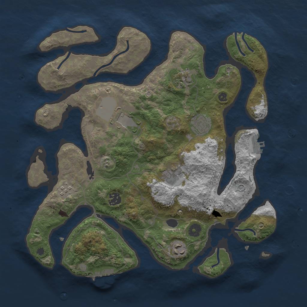 Rust Map: Procedural Map, Size: 3500, Seed: 587741, 12 Monuments