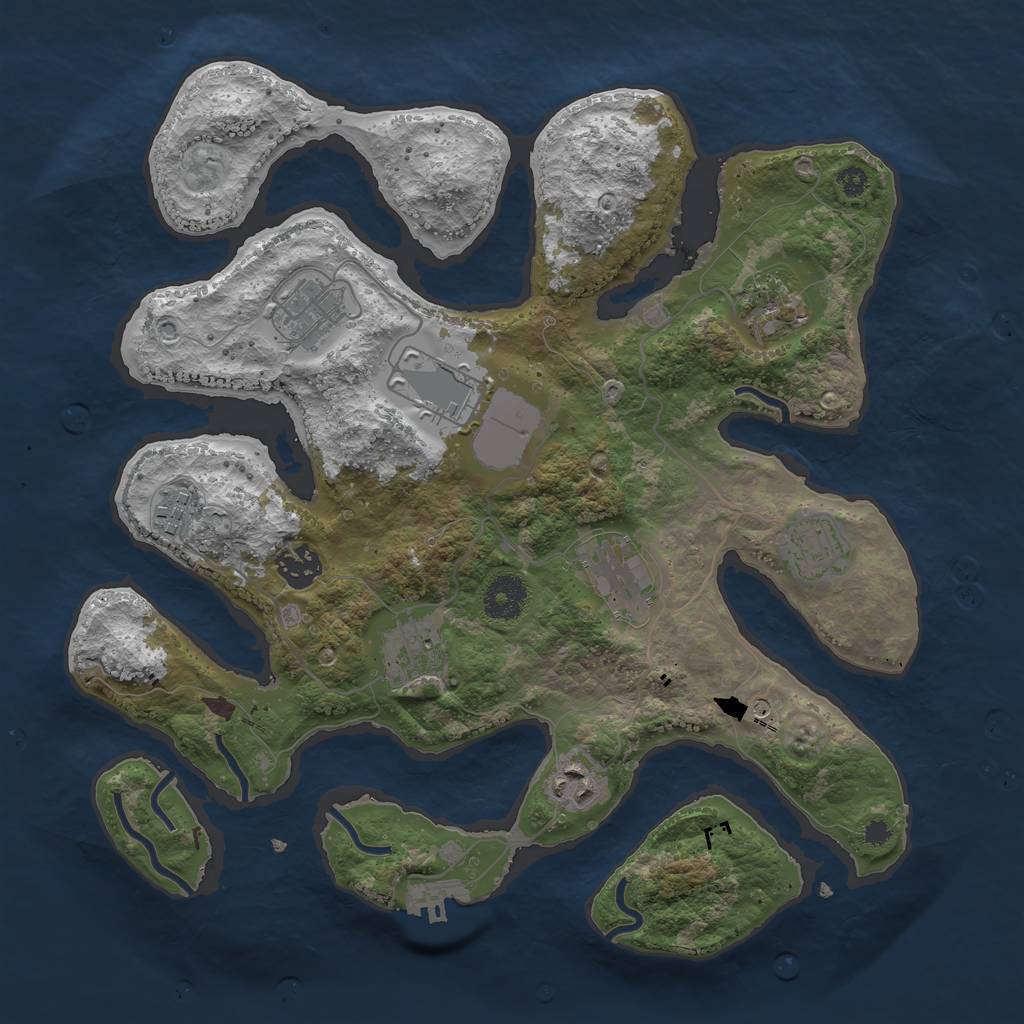 Rust Map: Procedural Map, Size: 3500, Seed: 1412, 13 Monuments