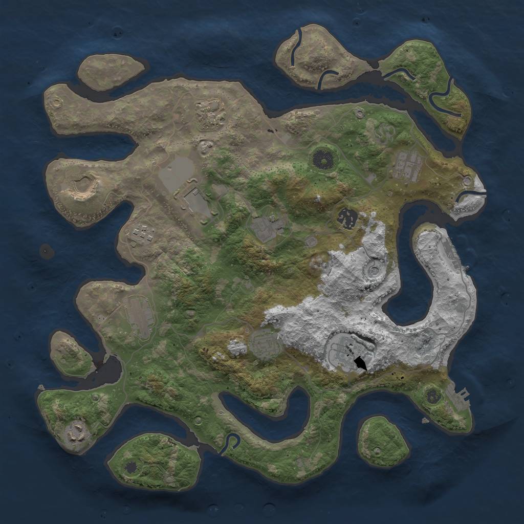 Rust Map: Procedural Map, Size: 3850, Seed: 1441929225, 16 Monuments