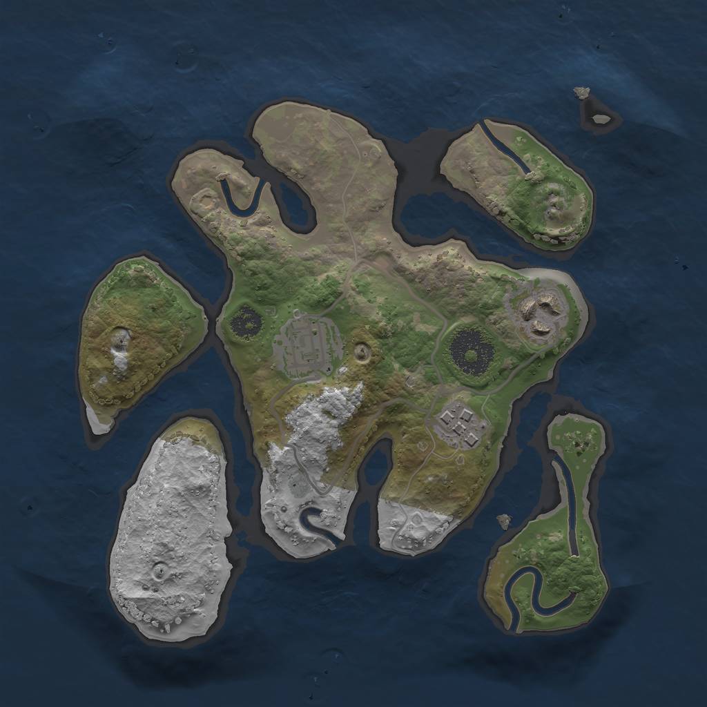 Rust Map: Procedural Map, Size: 2400, Seed: 21341234, 5 Monuments