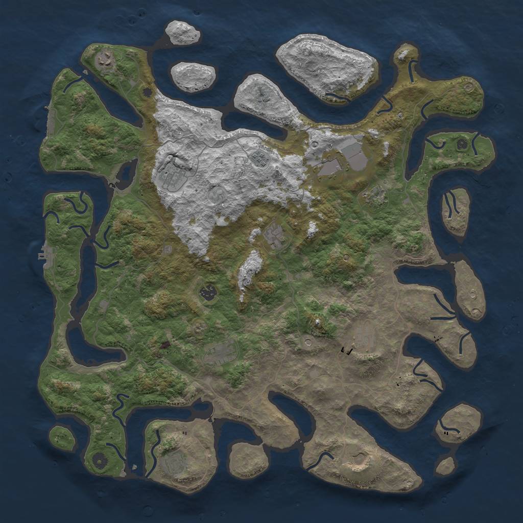 Rust Map: Procedural Map, Size: 5000, Seed: 6669, 16 Monuments