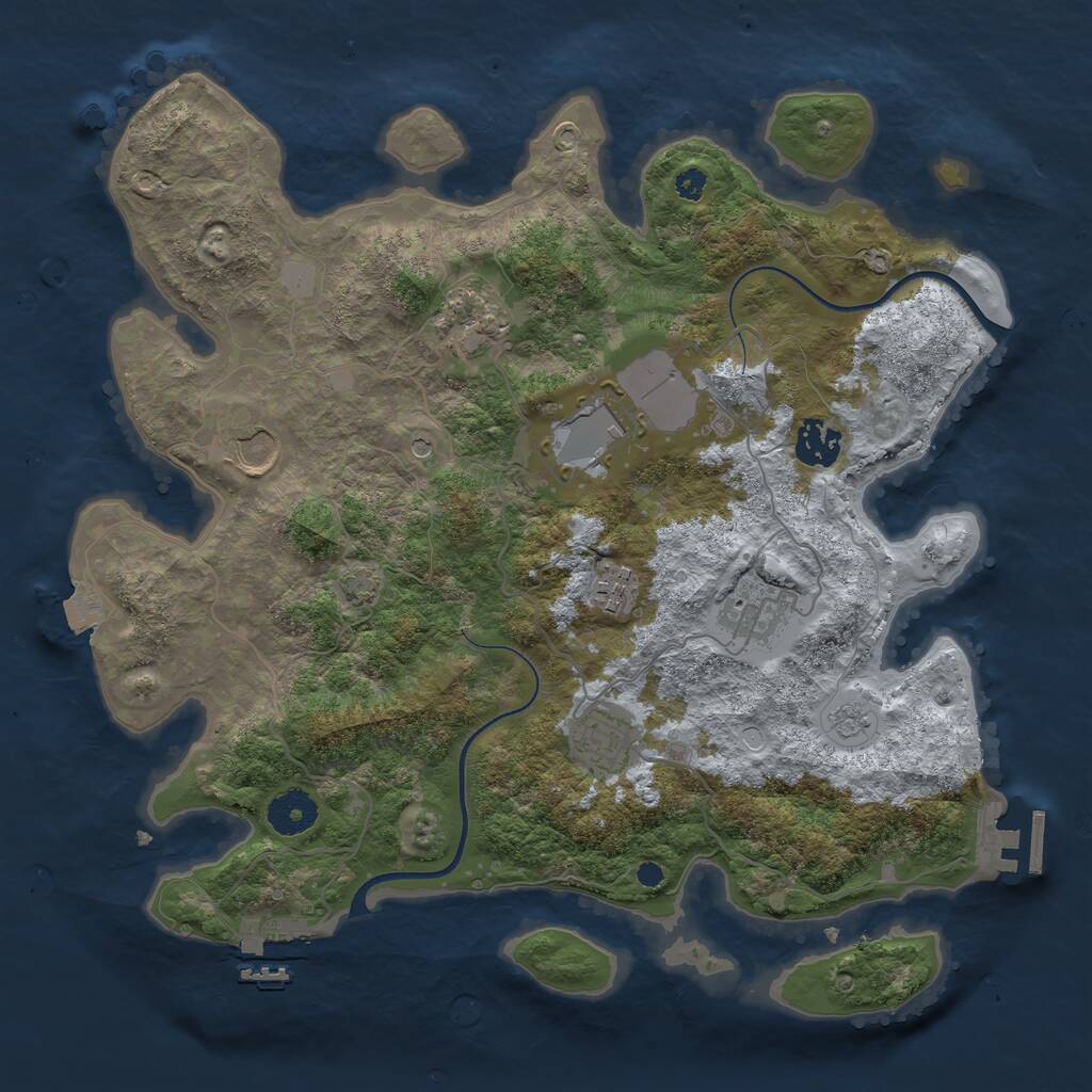 Rust Map: Procedural Map, Size: 3500, Seed: 8738, 13 Monuments