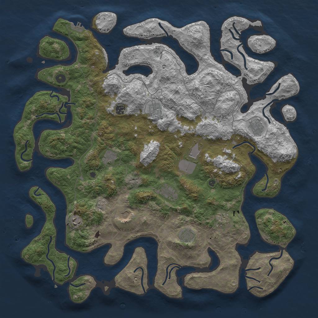 Rust Map: Procedural Map, Size: 5000, Seed: 12312, 15 Monuments
