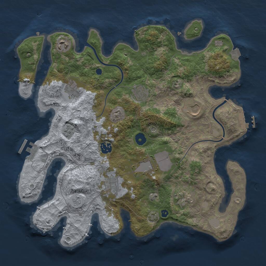 Rust Map: Procedural Map, Size: 3500, Seed: 1064498341, 15 Monuments