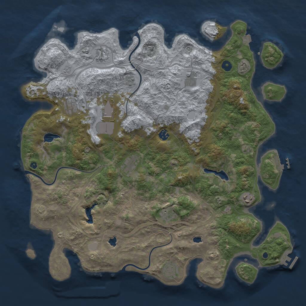 Rust Map: Procedural Map, Size: 4500, Seed: 84816349, 16 Monuments