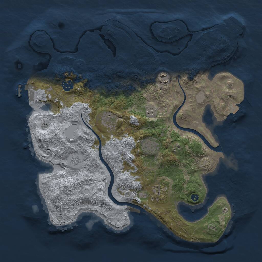 Rust Map: Procedural Map, Size: 3450, Seed: 54321, 12 Monuments
