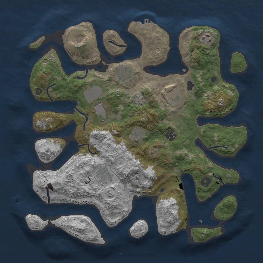 Rust Map: Procedural Map, Size: 3800, Seed: 1302069053, 13 Monuments