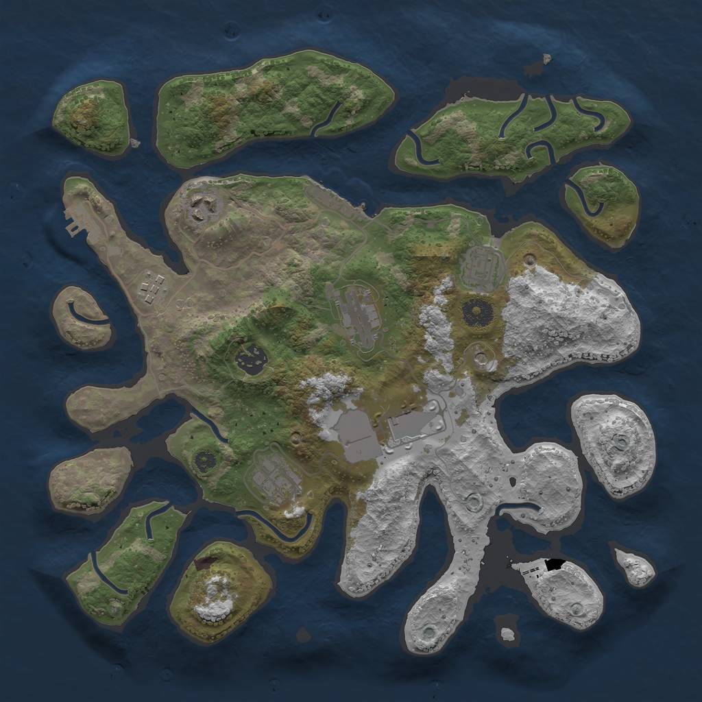 Rust Map: Procedural Map, Size: 3500, Seed: 999727188, 12 Monuments