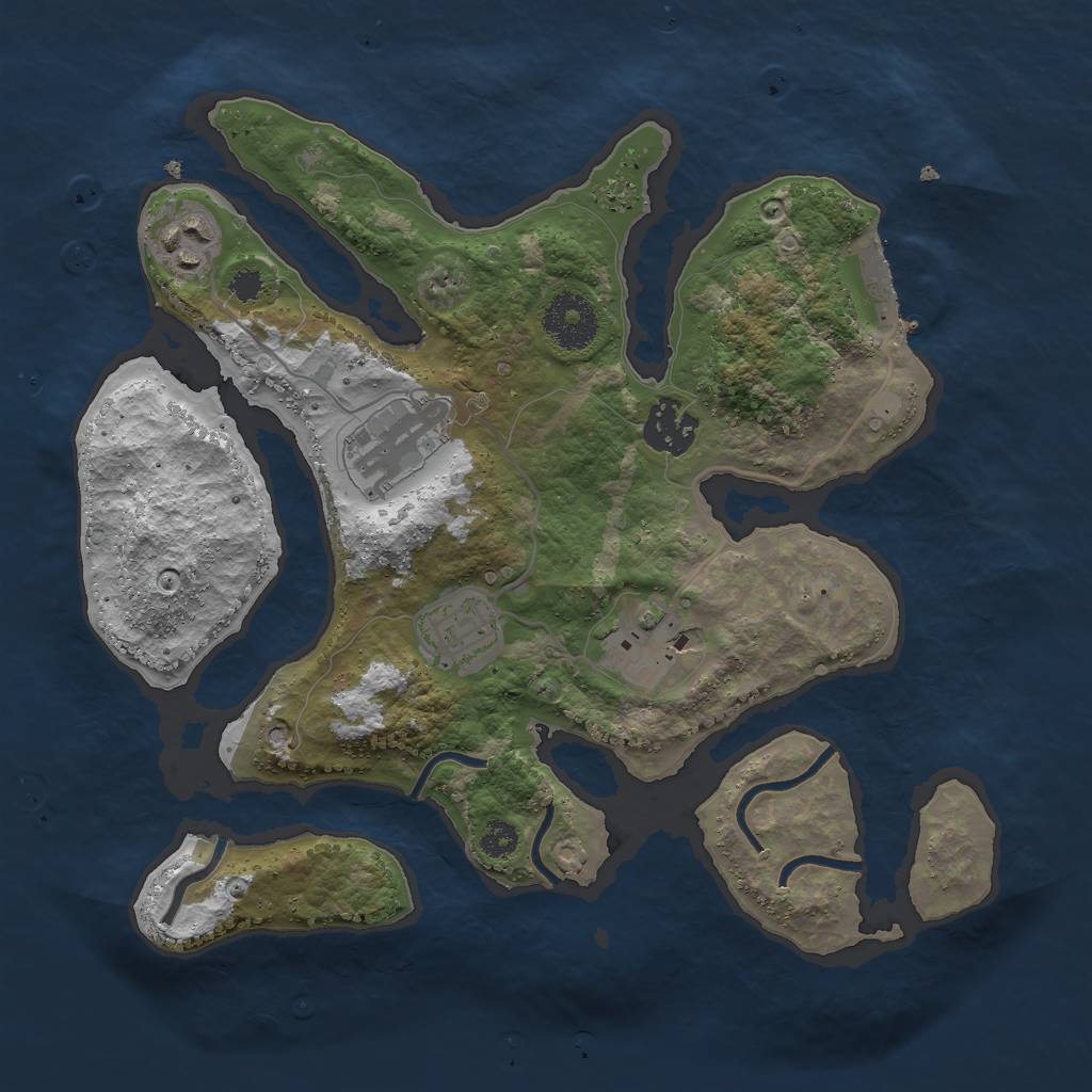 Rust Map: Procedural Map, Size: 3000, Seed: 1835933227, 8 Monuments