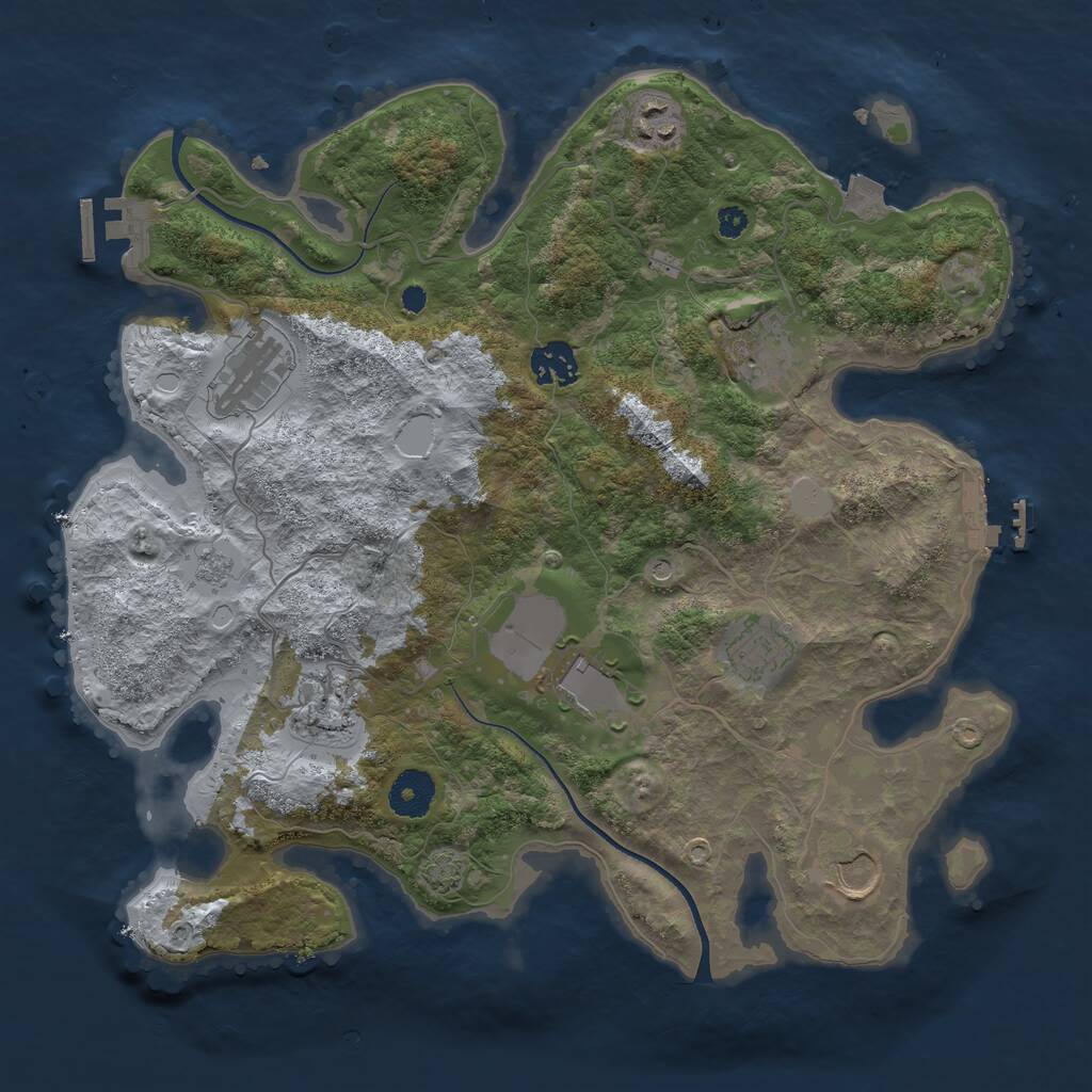 Rust Map: Procedural Map, Size: 3500, Seed: 1835933227, 14 Monuments