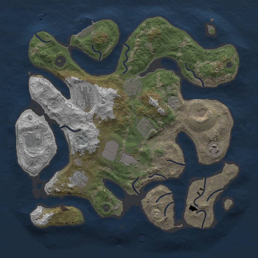 Rust Map: Procedural Map, Size: 3500, Seed: 1835933227, 13 Monuments