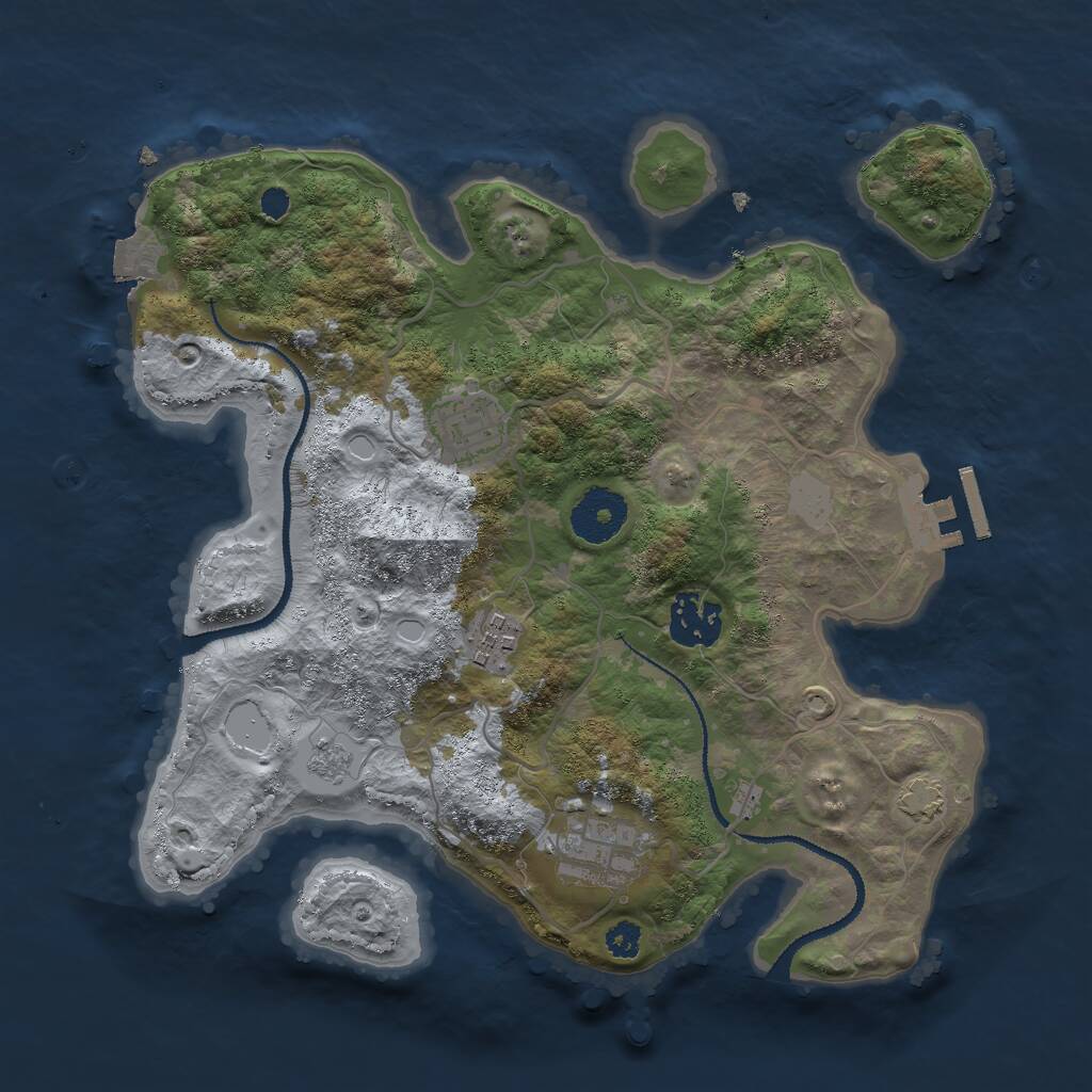 Rust Map: Procedural Map, Size: 3000, Seed: 416680355, 8 Monuments