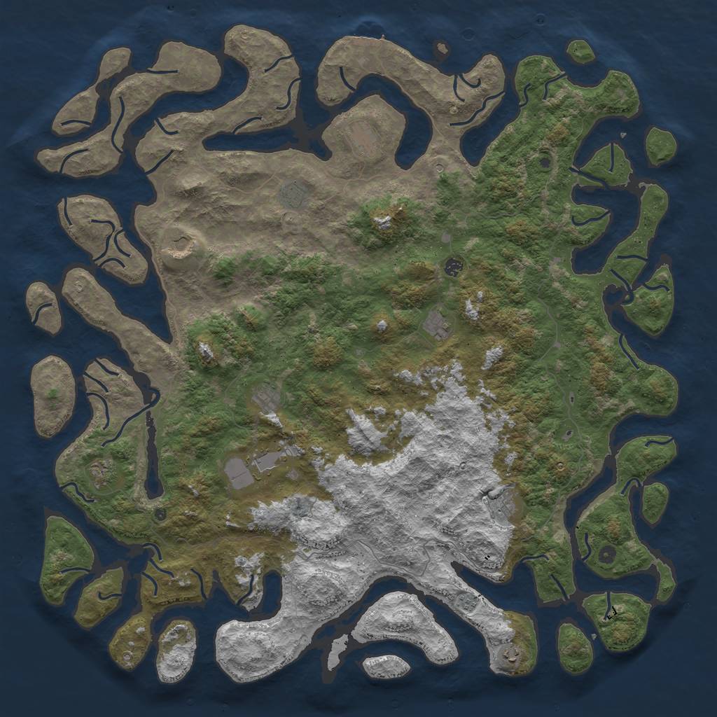 Rust Map: Procedural Map, Size: 6000, Seed: 2893810, 15 Monuments