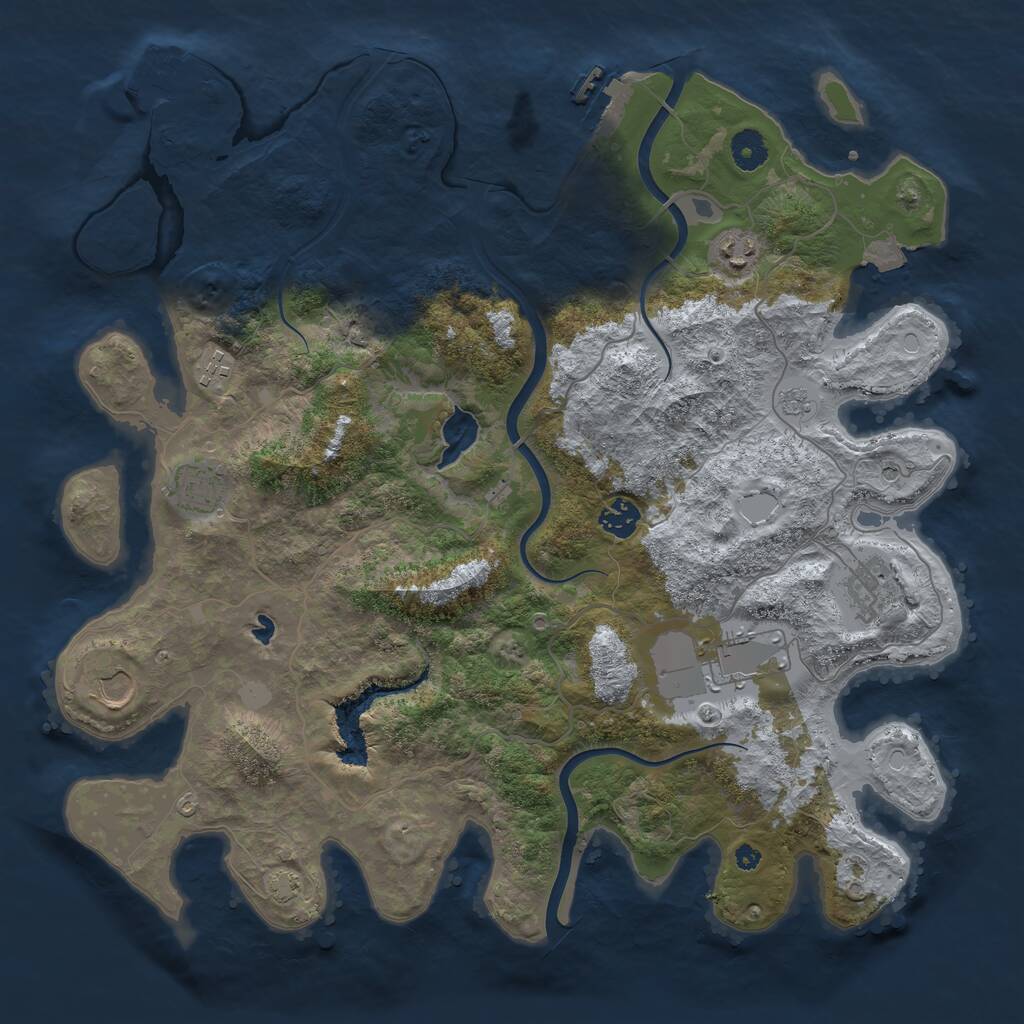 Rust Map: Procedural Map, Size: 4000, Seed: 2044096374, 13 Monuments