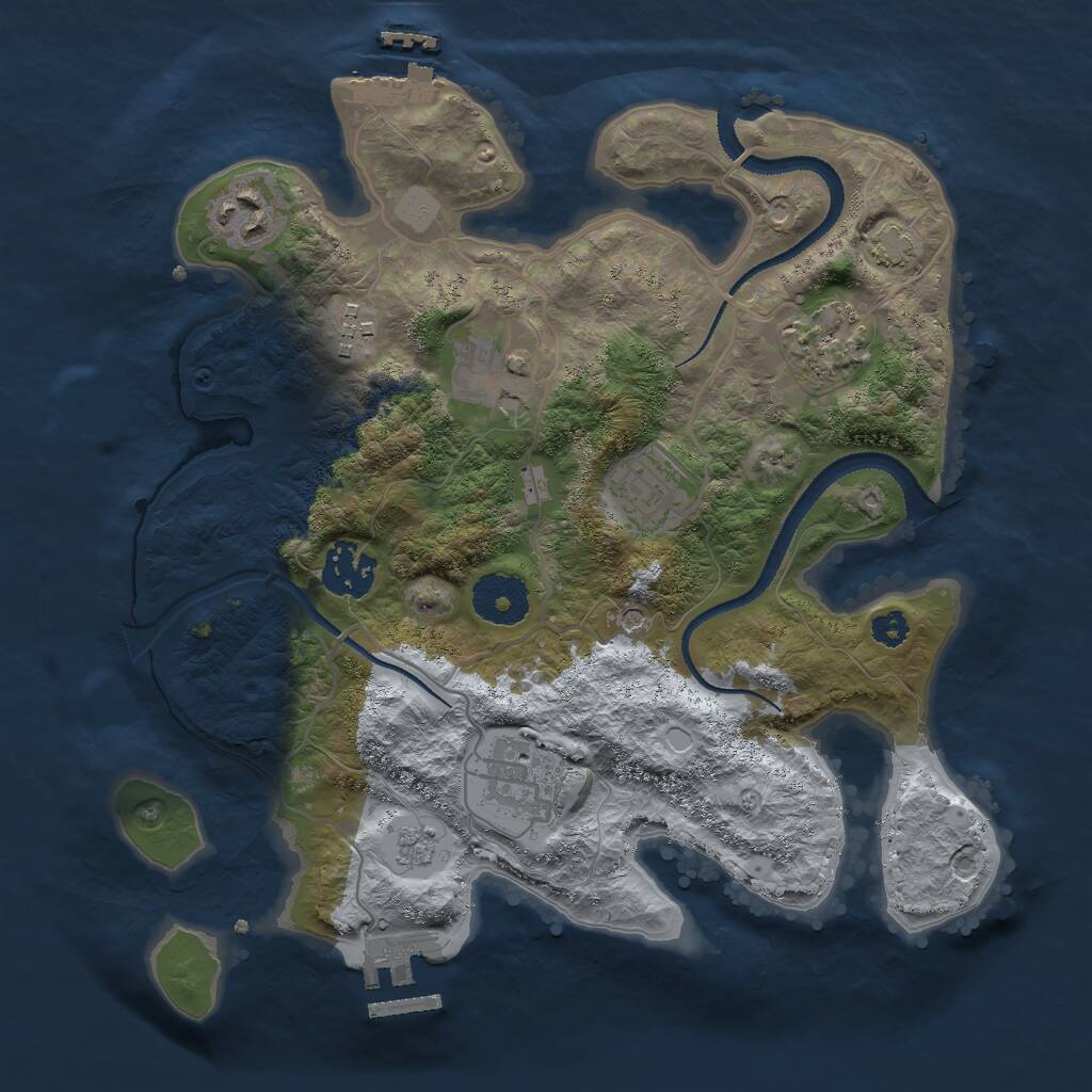 Rust Map: Procedural Map, Size: 3000, Seed: 66189, 13 Monuments