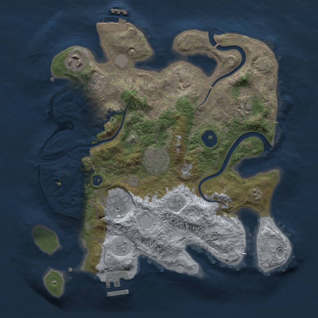 Rust Map: Procedural Map, Size: 3000, Seed: 66189, 11 Monuments