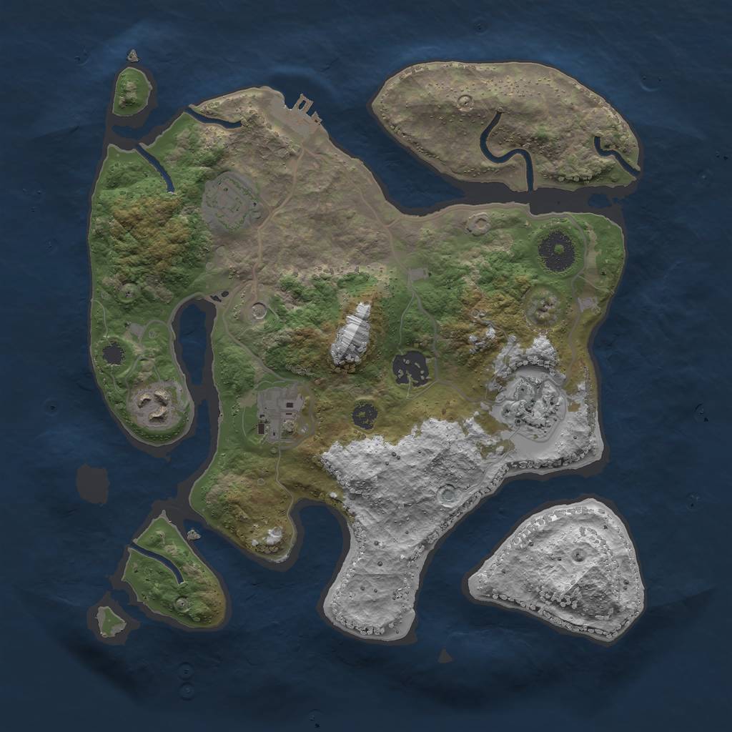 Rust Map: Procedural Map, Size: 3000, Seed: 864824628, 9 Monuments