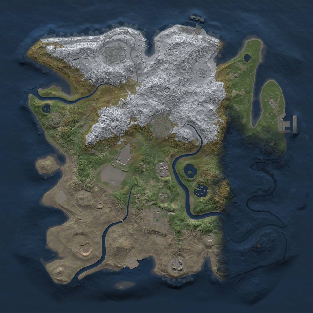 Rust Map: Procedural Map, Size: 3500, Seed: 498619, 14 Monuments