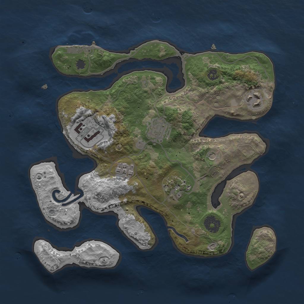 Rust Map: Procedural Map, Size: 2750, Seed: 6969, 9 Monuments