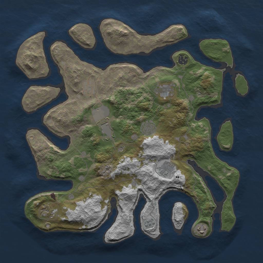 Rust Map: Barren, Size: 4000, Seed: 8500, 12 Monuments