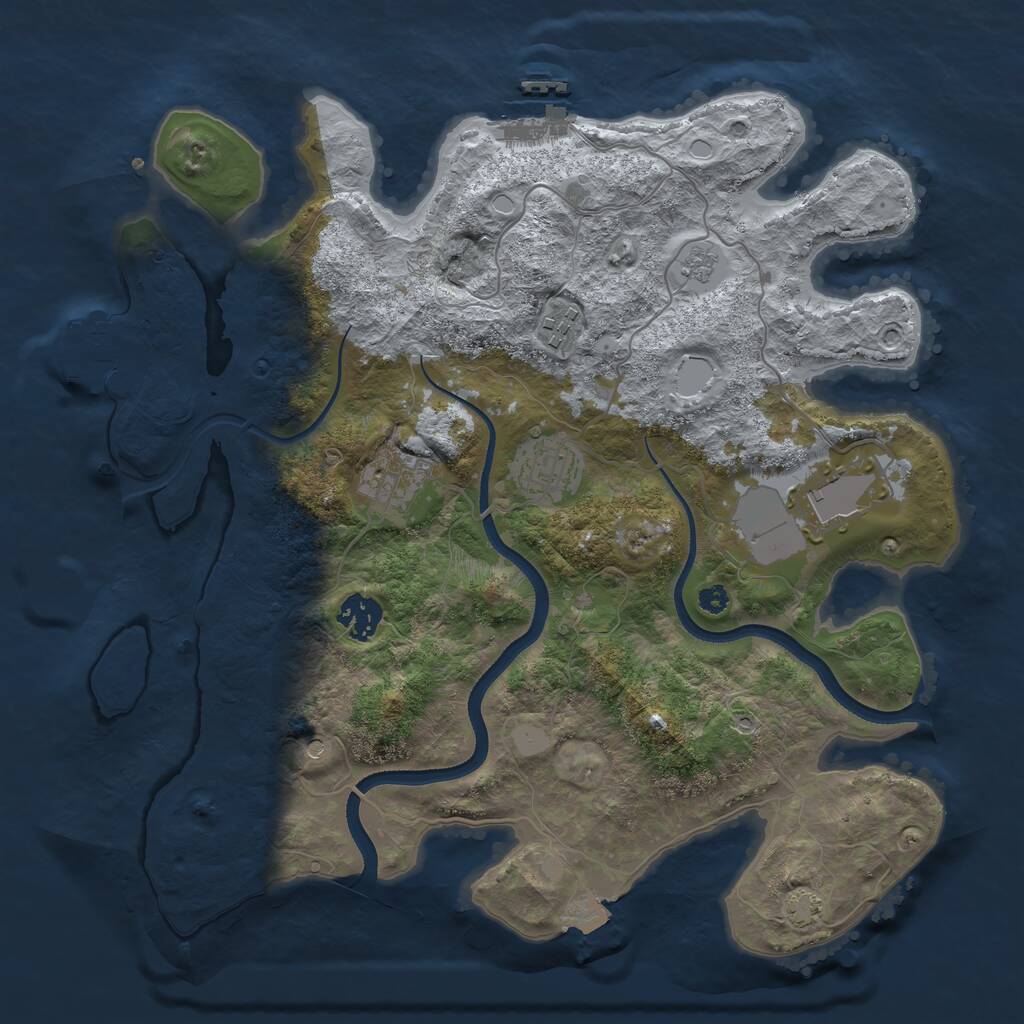 Rust Map: Procedural Map, Size: 3500, Seed: 1326445279, 11 Monuments