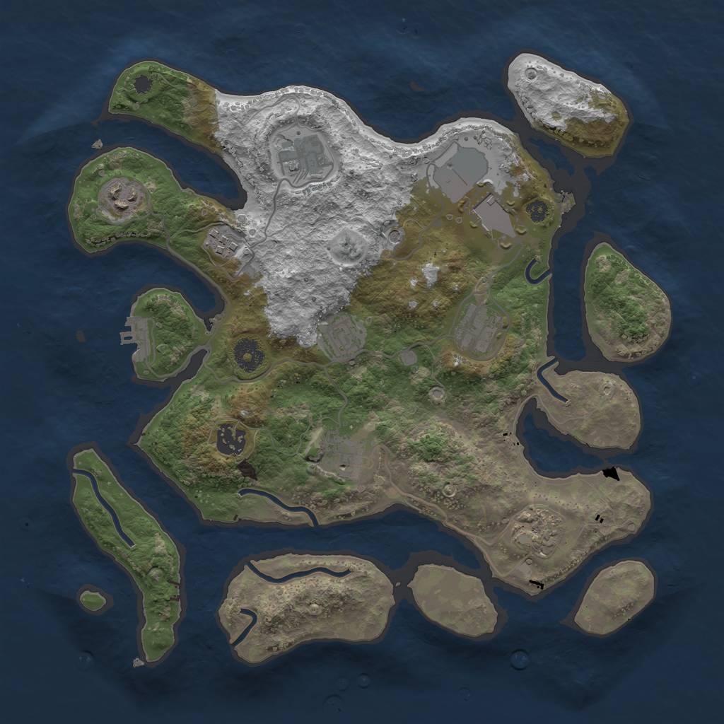 Rust Map: Procedural Map, Size: 3500, Seed: 8845646, 13 Monuments
