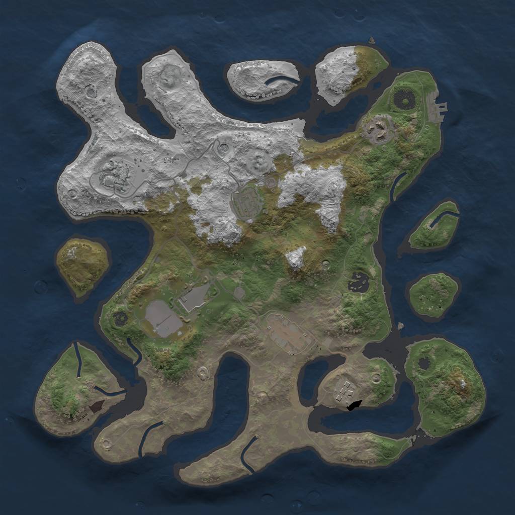 Rust Map: Procedural Map, Size: 3600, Seed: 2021060339, 11 Monuments