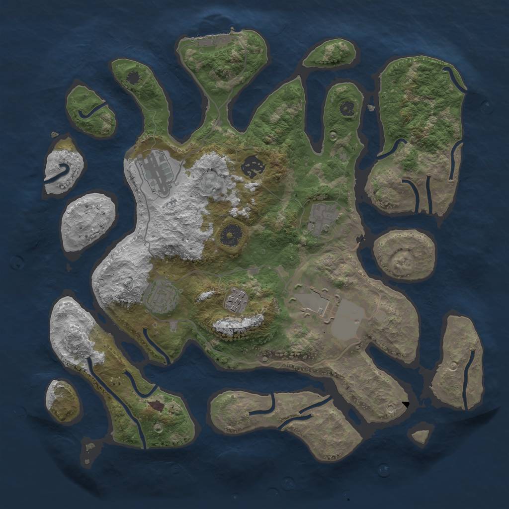 Rust Map: Procedural Map, Size: 3500, Seed: 875947221, 9 Monuments