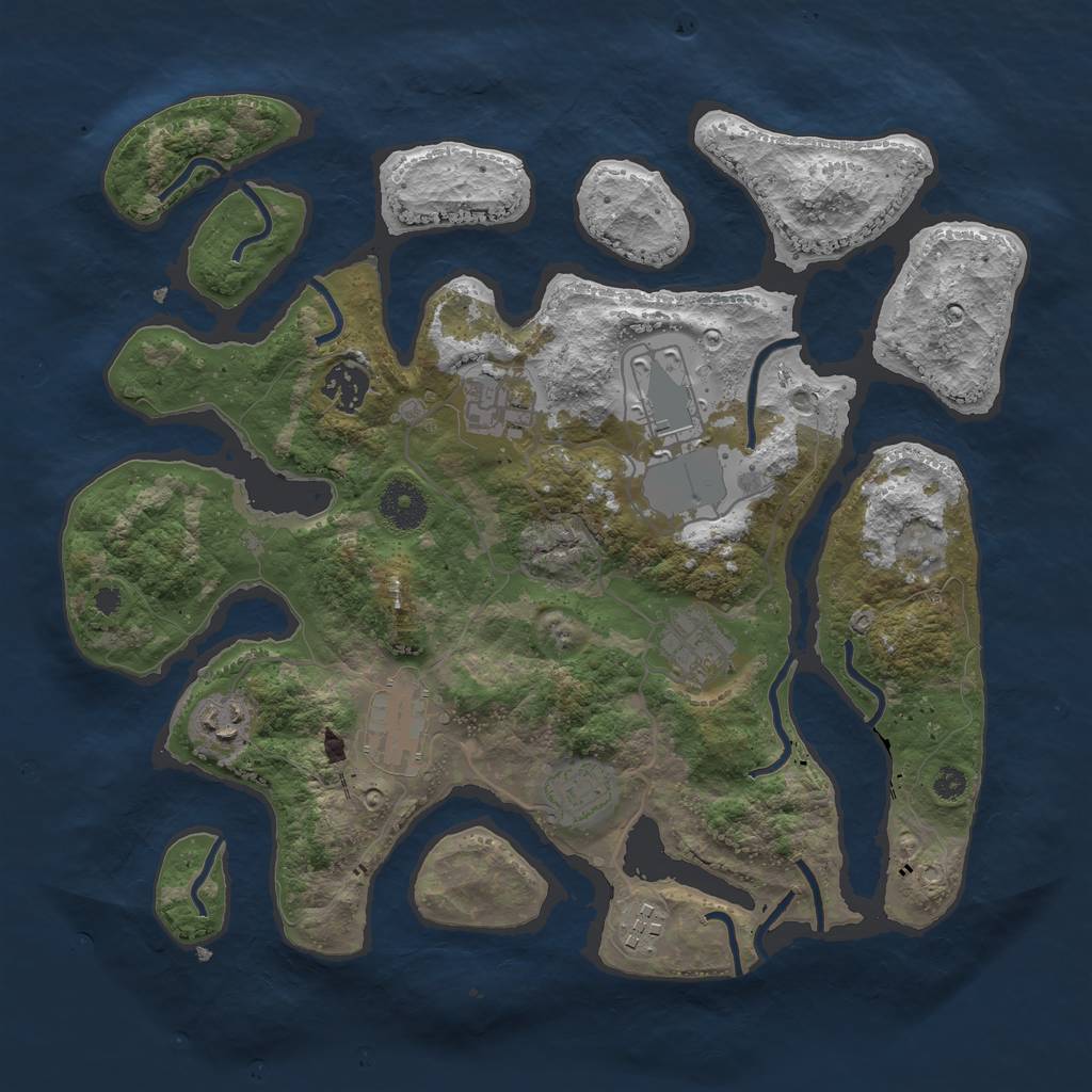 Rust Map: Procedural Map, Size: 3500, Seed: 15458056, 10 Monuments