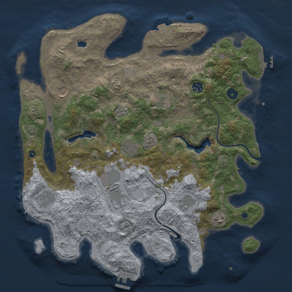 Rust Map: Procedural Map, Size: 4000, Seed: 907, 15 Monuments