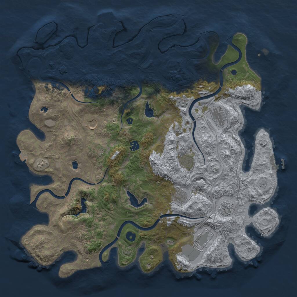 Rust Map: Procedural Map, Size: 4500, Seed: 50907, 14 Monuments