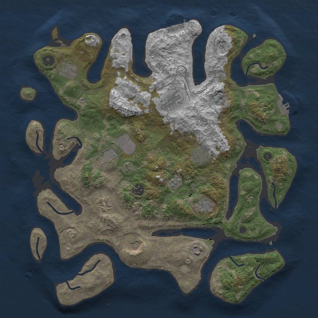 Rust Map: Procedural Map, Size: 4096, Seed: 120907, 15 Monuments