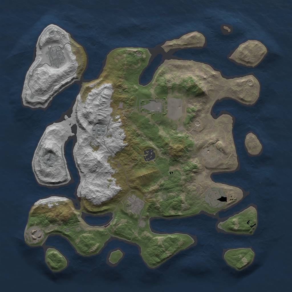 Rust Map: Barren, Size: 3600, Seed: 2047, 11 Monuments