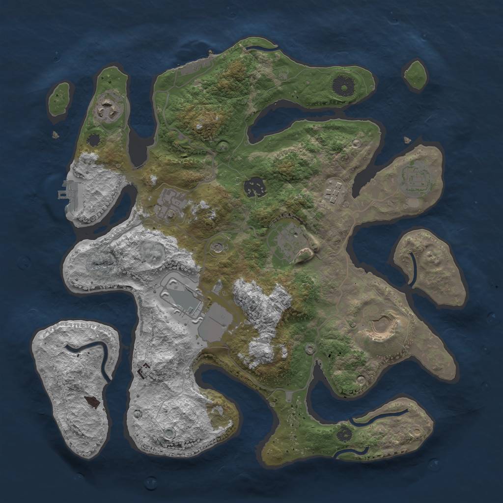 Rust Map: Procedural Map, Size: 3500, Seed: 2141791, 13 Monuments