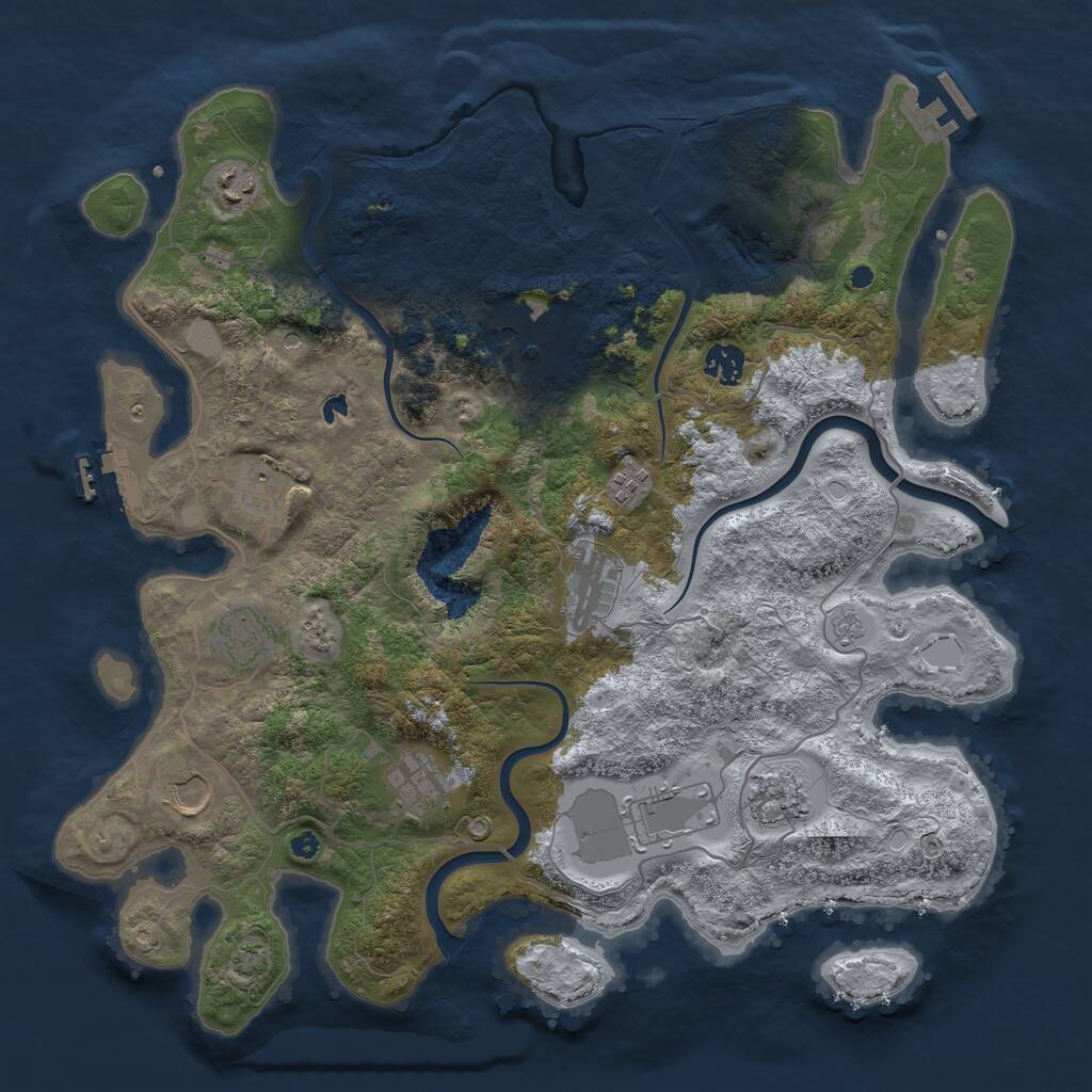 Rust Map: Procedural Map, Size: 4000, Seed: 1624931207, 17 Monuments