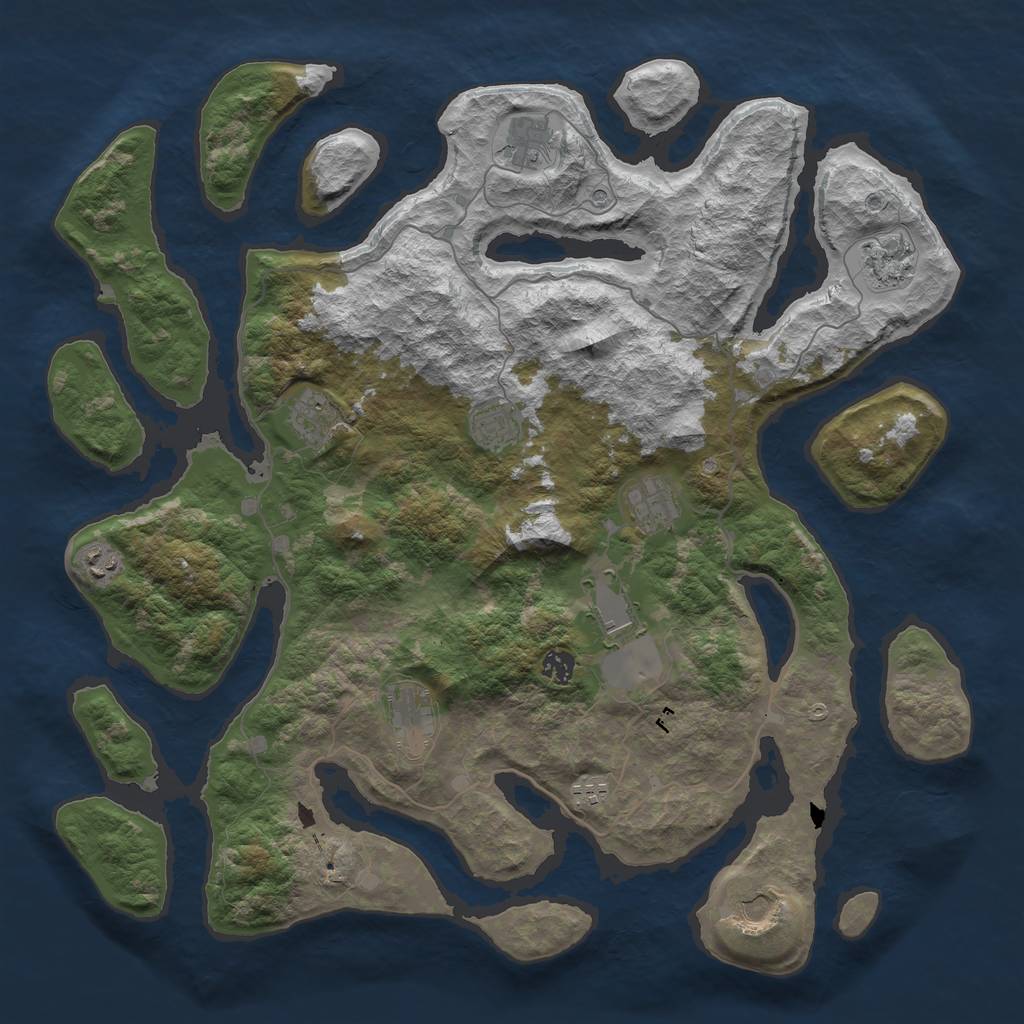 Rust Map: Barren, Size: 4500, Seed: 60907, 14 Monuments